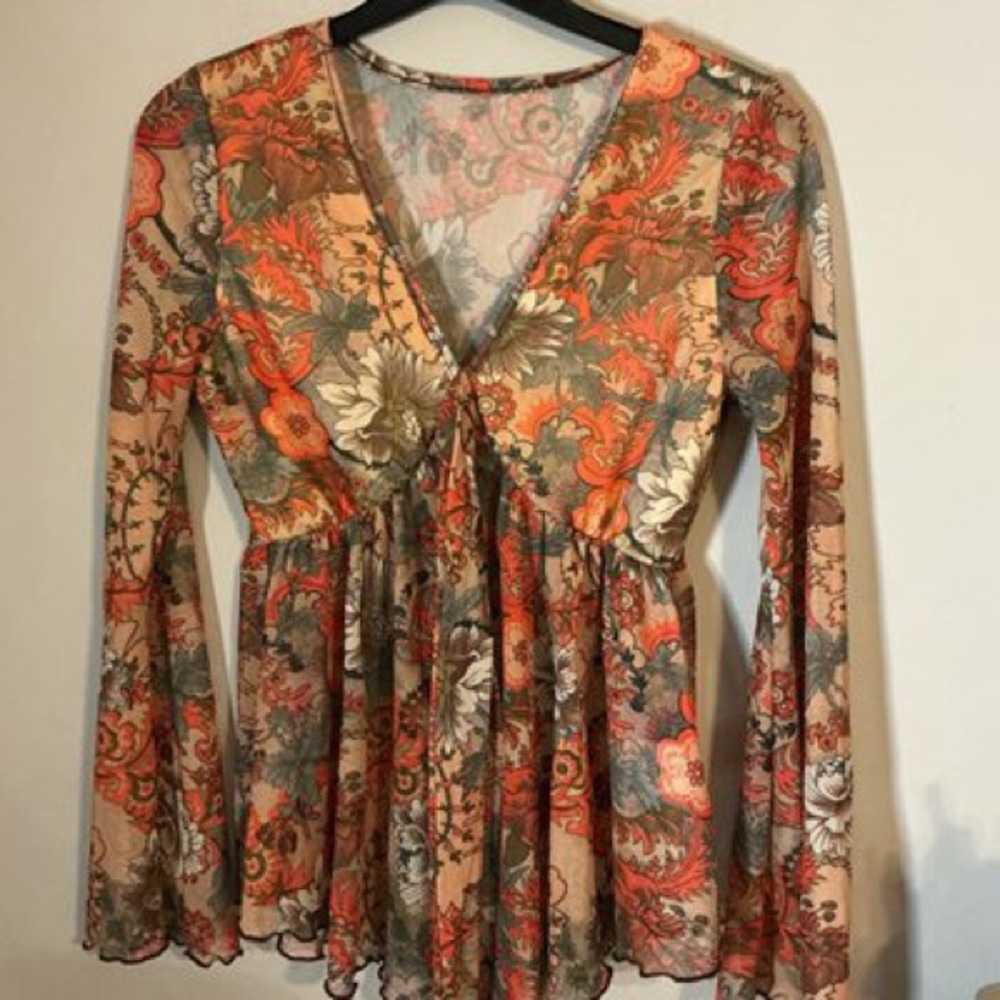 Floral Print V-Neck Women's Skirt